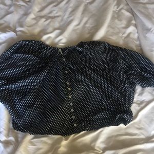 Cropped polka dot button down bubble shirt